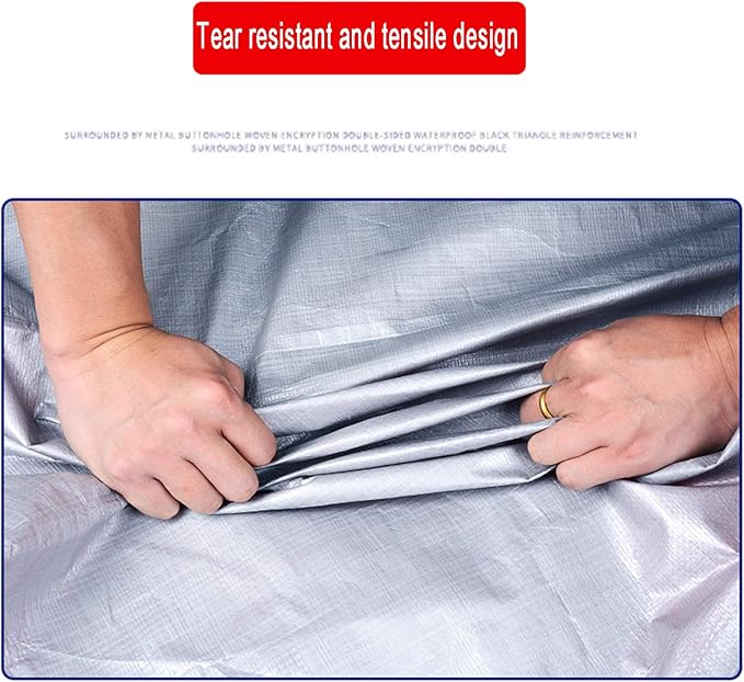 Heavy Duty Tarp Tarpaulin Reinforced Eyelets,Thick 0.32mm PE Waterproof Silver Tarp Sheet Cover,for Kennels Chicken Coop Fishpond Hay Log Pile Roof Trailer Outdoor Furniture (4x8m/13x26ft)