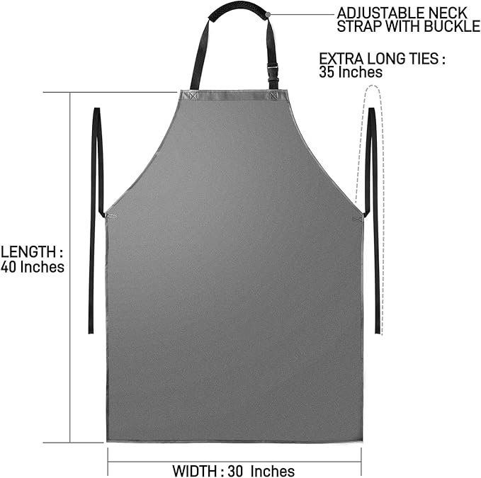 Waterproof Apron with Comfortable Adjustable Bib Rubber Vinyl Dishwasher Heavy Duty Apron for Men Women Dishwashing