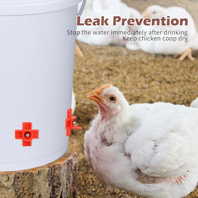 Chicken Water Nipples, 15 Pcs Horizontal Poultry Automatic Waterer Nipples for Bucket with 15 Pcs Ring Gaskets, 15 Pcs Wing Nuts, 9mm Drill Bit and an Installation Tool Ullnosoo