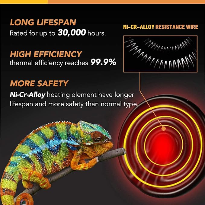 Simple Deluxe 250W Reptile Ceramic Heat Lamp Bulb Warm Emitter Brooder Coop Heater for Amphibian Pet & Incubating Chicken No Light Emitting, Snake/Lizard/Spider, 2-Pack