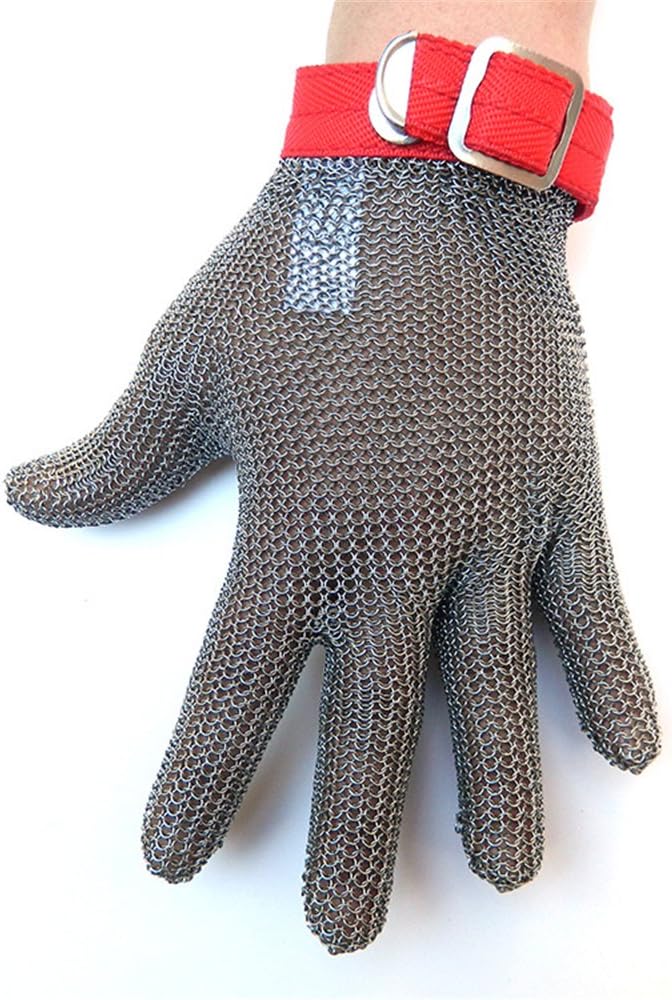 Inf-way 304L Brushed Stainless Steel Mesh Cut Resistant Chain Mail Gloves Kitchen Butcher Working Safety Glove 1pcs