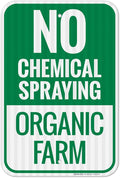 No Chemical Spraying Organic Farm Sign, 12x18 Inches, 3M EGP Reflective .063 Aluminum, Fade Resistant, Made in USA