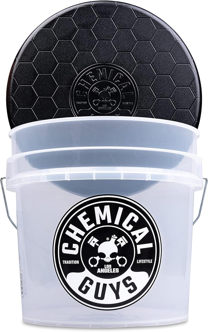 Chemical Guys ACC160 Heavy Duty Ultra Clear Detailing Bucket (4.5 Gal) and Bucket Lid (for Car Wash, Boat, Truck, RV, Fishing & More)