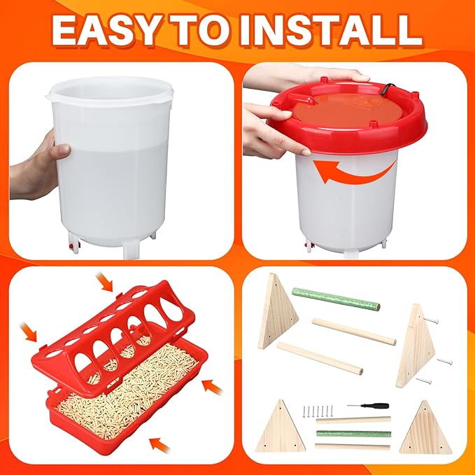 5 Pack 3l Heated Chicken Waterer Chick Perch Set for Winter 0.8 Gallon Heated Poultry Fountain with Leg Support and Flip Top Poultry Feeder for Chicks Ducks Quail
