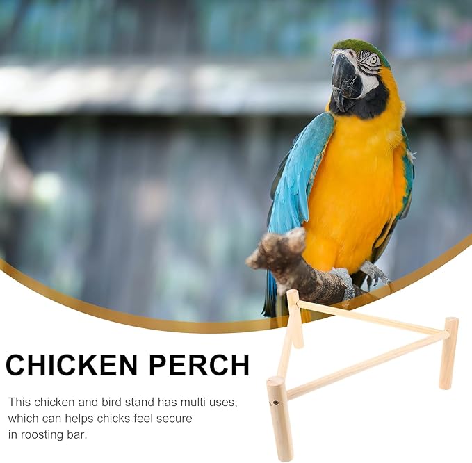 Triangular Wooden Chicken Perch Stand 42cm Equilateral X 16cm High Natural Wood Roosting Bar Chicken Coop Accessory
