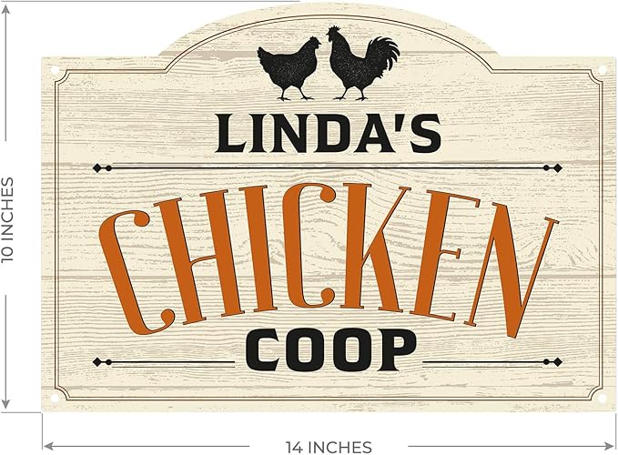 Custom Farm Chicken Coop Sign, Personalized Name Farmhouse Décor, For Outdoor and Sign, 10x14 Inches, Rust Free .040 Aluminum, Fade Resistant, Made in USA by Sigo Signs