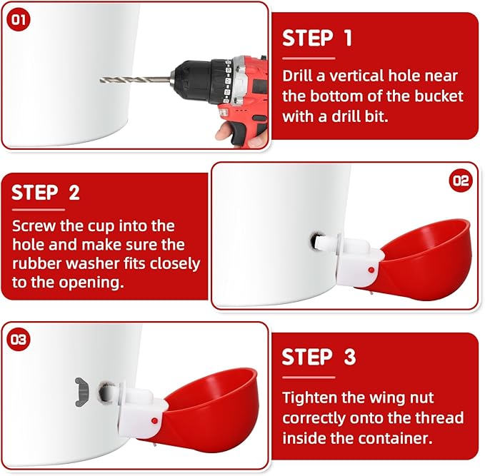 Chicken Waterer Cups,8 Packs Automatic Chicken Water Feeder Suitable for Chicks, Duck, Goose, Turkey and Bunny | Poultry Water Feeder Kit