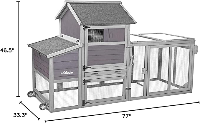 Aivituvin Chicken Coop Expandable Chicken House with Wheel Large Hen House Movable Poultry Cage, Easy Combination with Second Coop