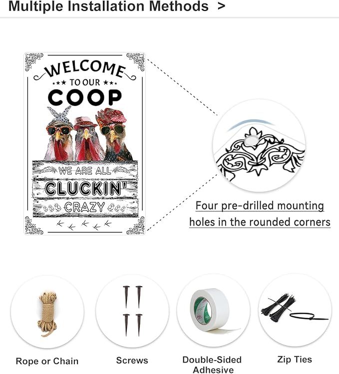 ALKB Funny Farmhouse Decor for Chicken Coop Accessories Welcome to Our Coop - Chicken Gifts for Chicken Owners