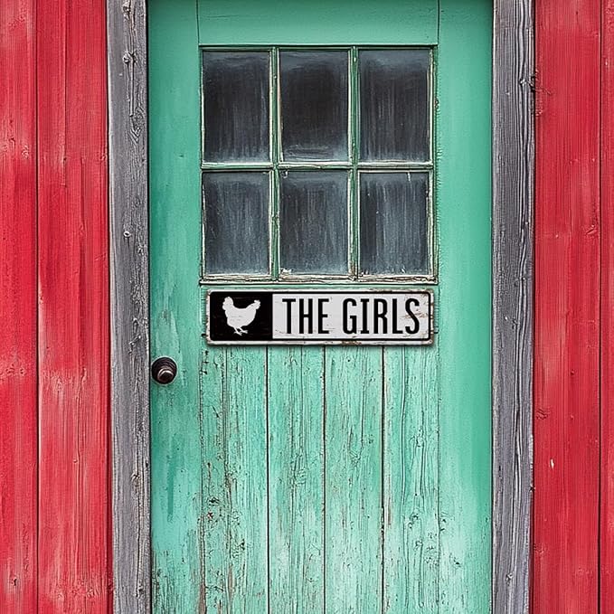 Rustic Farmhouse Style Chicken Coop Sign, Metal Outdoor Chicken House Signs, The Girls Funny Chicken Coop Metal Signs, Retro Iron Tin Sign, Farmhouse Decor, Backyard Hen House Gift 15.8x4 Inch