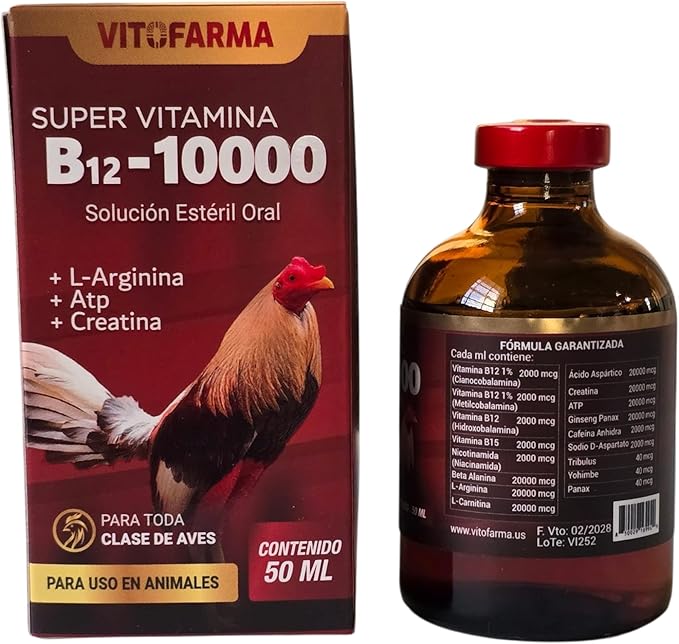 B-12 10000 Oral Liquid Supplements Roosters, Chickens, Poultry Vitamins Natural Product - 50 ml Health Support for Roosters