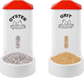 2 Pack Chicken Grit and Oyster Shell Feeder, Automatic PVC Chicken Feeder with Visual Window and Lid, Hanging Chicken Feeder for Strong Eggs Healthier Poultry