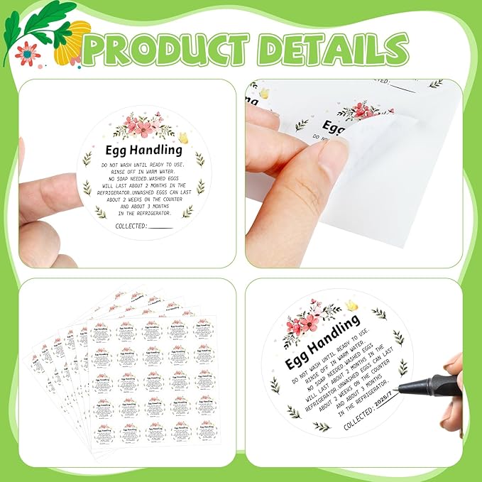 500PCS Farm Fresh Egg Carton Labels, 2 Inch Round Egg Carton Stickers, PET Self Adhesive Writable Farm Fresh Eggs Packaging Stickers for Chicken Quail Farmhouse Family(Style01)