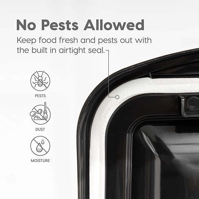 IRIS USA 50 Lbs / 65 Qt WeatherPro Airtight Pet Food Storage Container with Removable Casters, for Dog Cat Bird and other Pet Food Storage Bin, Keep Fresh, Translucent Body, Easy Mobility, Clear/Black
