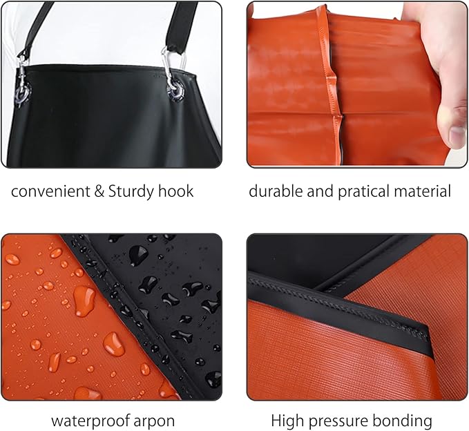 Waterproof Rubber Vinyl Apron, 43'' for Dishwashing/Kitchen Cooking, Chemical Resistant MD006-Blackred