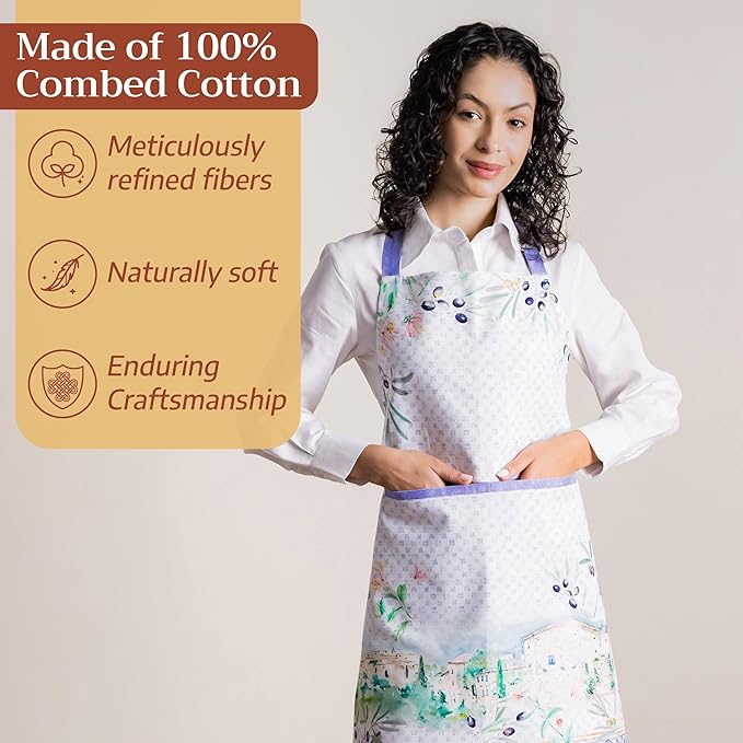 Maison d' Hermine 100% Cotton Apron for women with Pocket Kitchen Chef Apron for Men Cooking Easter Decorations