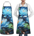 Kitchen Aprons for Men Women Waterproof Apron with 2 Pockets Tropical plants and parrots Apron Adjustable Bib Aprons