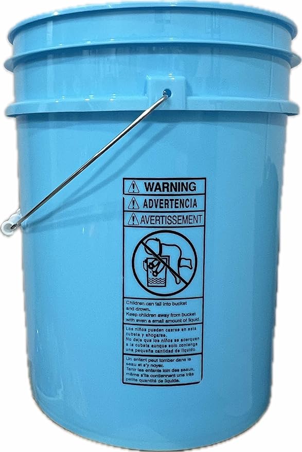 House Naturals 5 Gallon Food Grade Made in USA Plastic Bucket with Screw On Air Tight Double Gasket lid, (Pack of 3) (Aqua Buckets -Aqua Lids)