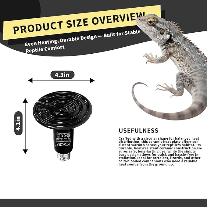 150W Reptile Heat Lamp(2 Packs)-Ceramic Heat Emitter for Reptiles Amphibian Pet Brooders Chicken Incubation, and Terrariums Turtle Lizard Bearded Dragon Snake Size E26