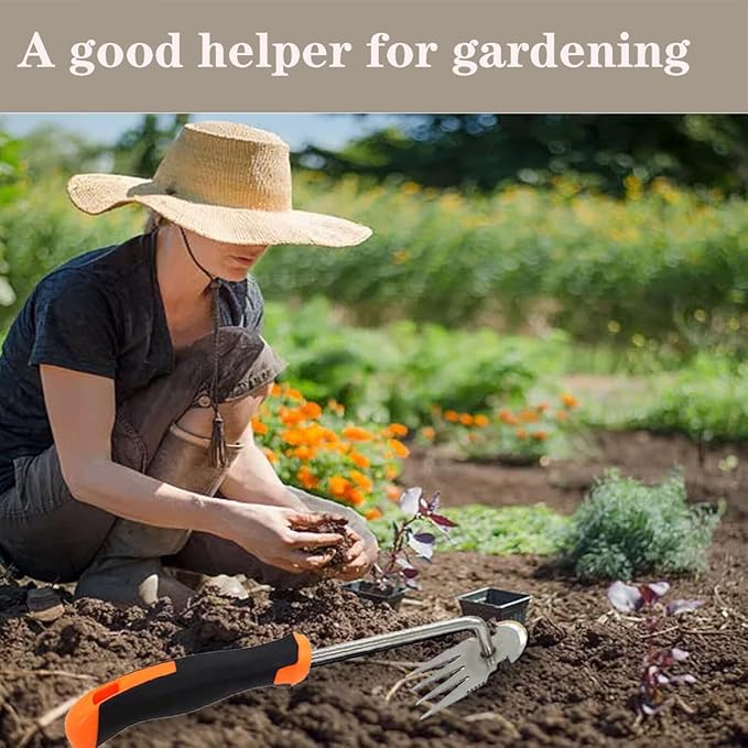 Weed Puller Tool, Durable Garden Weed Pulling Tool, Portable Garden Weeder Tool for Gardening Backyard Farm Planting & Weeding(13.7in- Rubber Handle)
