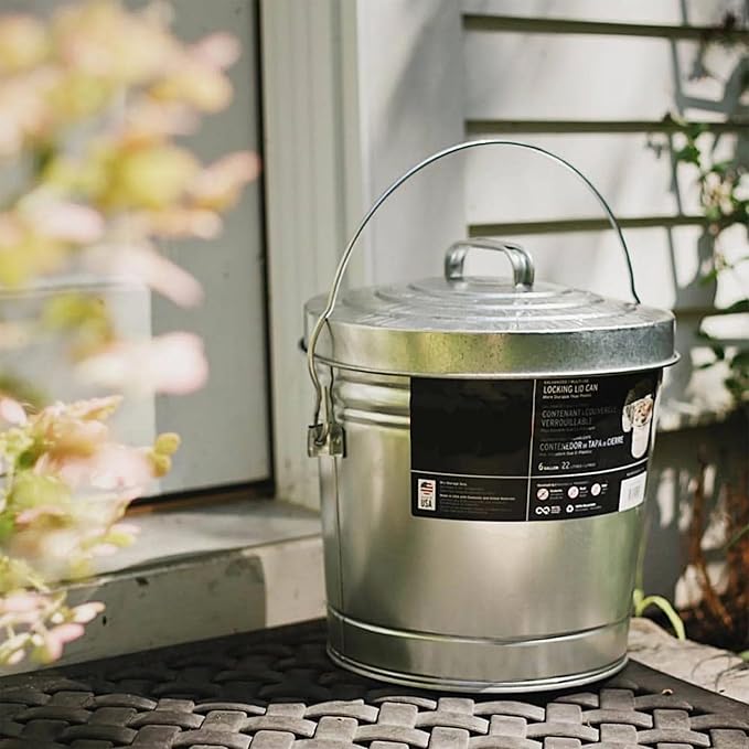6-Gallon Galvanized Steel Storage Can with Locking Lid - Airtight, Durable Metal Container for Food, Pet Food, Dry Goods & More