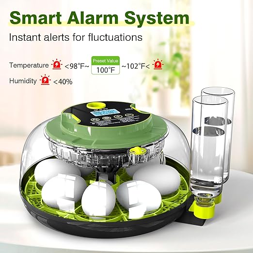 18 Chicken Egg Incubator with Temperature Control, Humidity Display, Auto Egg Turner, Egg Candler, 2 Size Egg Trays, Chick Incubaotrs for Hatching Eggs Digital Incubator for Chicken, Duck Eggs