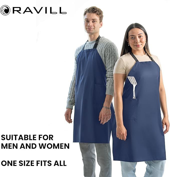 Waterproof Apron For Men and Women - 2 Pockets - 35" Long Multi Purpose Work Aprons for Dishwashing, Dog Grooming