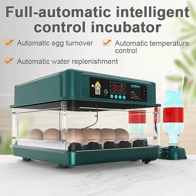 36 48 56 64 98 130 Egg Incubator,Poultry Hatcher,Digital LED Display, Auto Egg Turning+Automatic Hydration+Temperature Control,with LED Egg Light,130-eggs