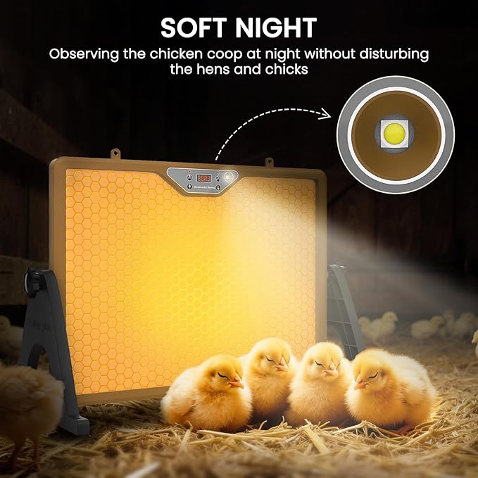 Chicken Coop Heater Brooder Plate, 180W Dual-Heating Chicken Heater Built-in Thermostat | Cycle Mode | Light, Remote Control Chick Heater for Coop, Adjustable Chicken Warmer for Poultry, UL-Compliant