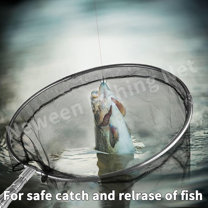 Neween Fishing Net, Foldable Collapsible Telescopic Fish Landing Net, Durable Nylon Material Mesh Landing Net for Easy Catching or Releasing for Trout