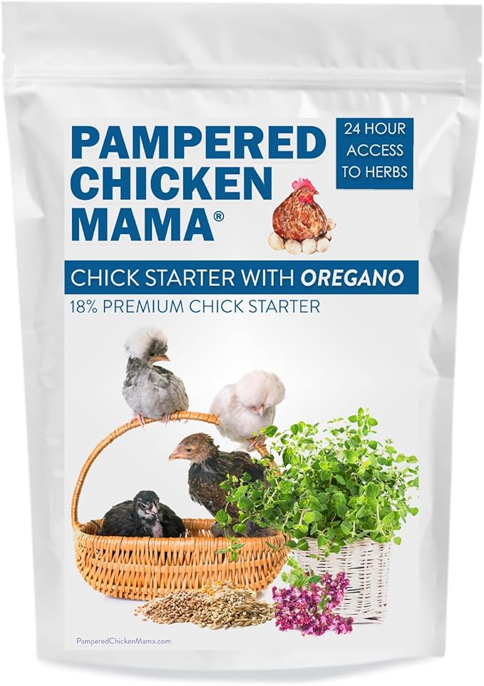 Pampered Chicken Mama Backyard Chick Starter Food - All-Natural Backyard Baby Chick Food Supplies for Baby Chickens & Ducks - Chick Starter Grower - Herbal Blend for Chicks (40 pounds)