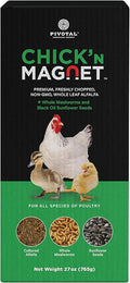 Pivotal Chick'n Magnet Poultry Supplement, Alfalfa, Mealworms, Sunflower Seeds, Chicken Mineral Supplement, Protein Calcium Vitamins & Minerals, 27 oz