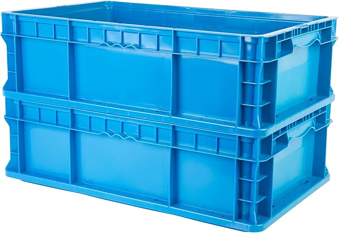 Hudson Exchange 24 x 15 x 7.5" (2 Pack) Straight Wall Handled Storage Container Tote, Blue