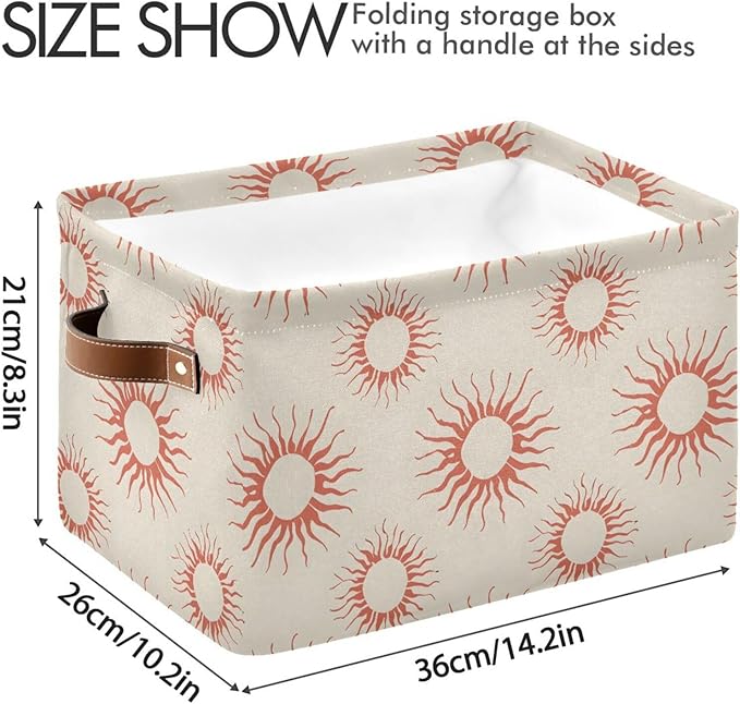 JIPONI Suns Milky Fabric Storage Bins for Shelves, Decorative Storage baskets for organizing, Closet Organizer with Handle for Cloth, Toys, Bedrooms, Farmhouse