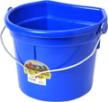 Little Giant® Plastic Animal Feed Bucket | Flat Back Feed Bucket with Knob Ball & Metal Handle | Made in USA | 22 Quarts | Blue