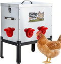 40 LB Automatic Chicken Feeder with 6 Feeding Ports, No-Waste Poultry Feeder with Locking Lid and Adjustable Legs for Inside Chicken Coops Metal Automatic Poultry Feeders (Sliver, 40LB with 6 Ports)