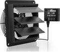 10 Inch Shutter Exhaust Fan, High-Speed Vent Fan with Temperature Humidity Controller, Suitable for Attics, Greenhouses, Garages