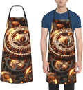 Kitchen Aprons for Men Women Waterproof Apron with 2 Pockets Cool Steampunk Gears Apron Adjustable Bib Aprons