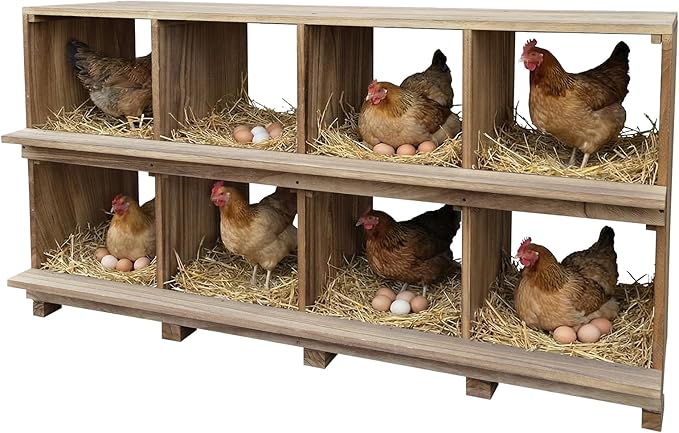 Garvee Nesting Boxes for Chickens, 8 Compartments Chicken Nesting Boxes for Chicken Coop, Wall Mount Wooden Nest Box for Chickens, Hens, Ducks, Backyard and Poultry Farms