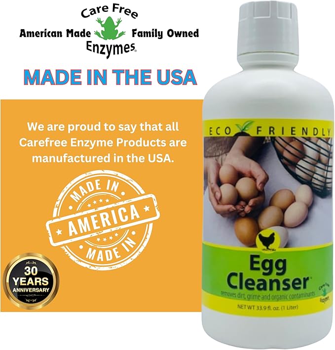 CareFree Enzymes Egg Washer & Egg Cleaner — Natural Enzyme Egg Wash for Fresh Farm Eggs, Safe for Backyard Chickens & Homesteads, 33.9 oz