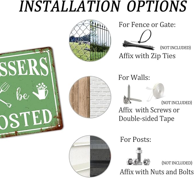 Generic Trespassers Will Be Composted Vintage Metal Tin Sign Funny Garden Sign Warning Sign Garden Decorations Garden Wall Decor Art Plaque Farmhouse Yard Art Vintage Outdoor Sign 8x12 Inch