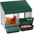 Chicken Nesting Boxes, 2 Compartment Roll Out Brooder Boxes for Poultry, Heavy Hens Roosting Box with Pull Out Egg Collection Tray and Protection, Ventilated Bottom, Chicken Coop (Green)