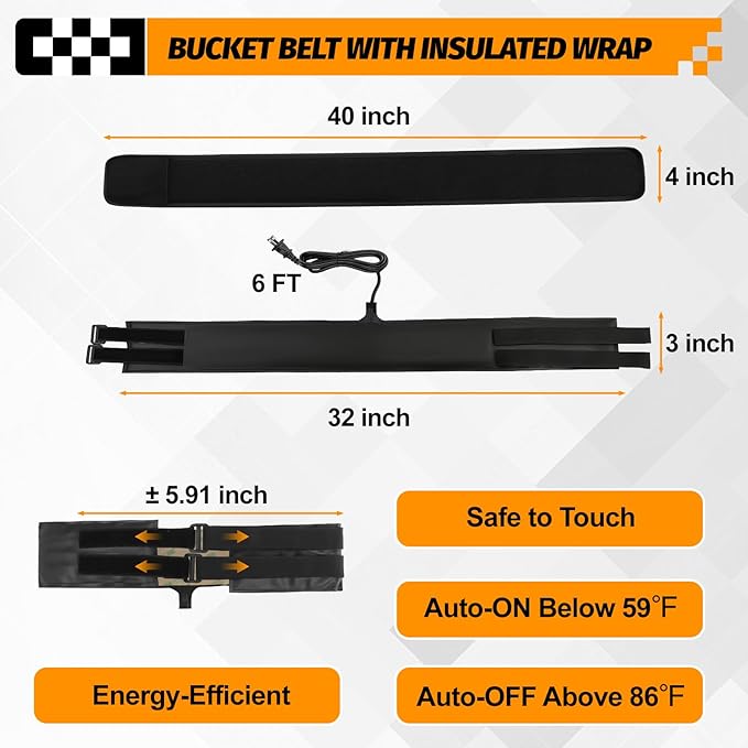 Water Bucket Heater Belt for Chickens, Compatible with RentACoop 2-5Gallon with Self-Regulating for Heated Chicken Waterer for Winter