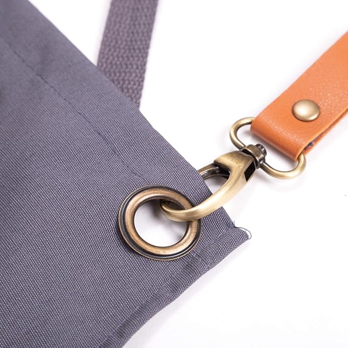 NEOVIVA Canvas Tool Apron for Men and Women with Pockets, Heavy Duty Cross Back Work Apron for Shop BBQ Woodworking