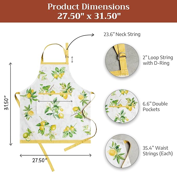 Maison d' Hermine 100% Cotton Apron for women with Pocket Kitchen Chef Apron for Men Cooking Easter Decorations