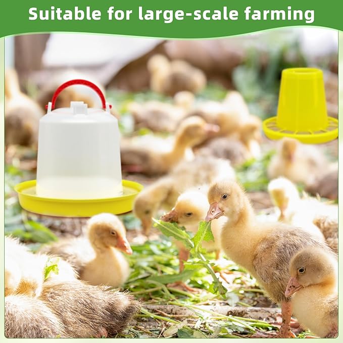 12 Pack 1.5L Baby Chicken Feeder and Waterer Set Top Bird Small Poultry Feeding for Pigeon Chick Drinker Duckling Quail Feeding Dispenser (Yellow)