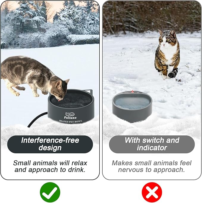 Large Heated Water Bowl for Outdoor Dog & Cat, Outside Heated Dog Bowl Provides Drinkable Water in Winter, Heated Pet Bowl with Anti Chew Cord for Dogs Bird Rabbit Chicken Duck, 108 OZ/30W.