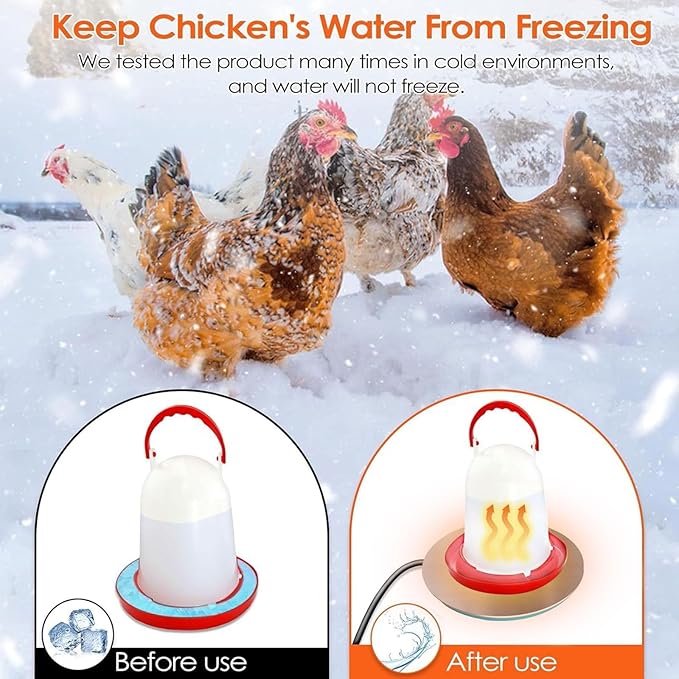 Chicken Water Heater,Chicken Water Heater for Winter,Heated Base for Metal Plastic Poultry Founts Waterer,Poultry Waters Heater Base for Chicks Goose Drinker in Winter Grey,No Freezing (Silver, 20cm)