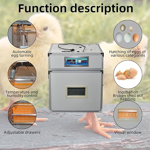 88 Egg Digital Cabinet Incubator，Poultry Hatching Breeding Cabinet Incubator for Auto Egg Turning, Temp/Humidity Control, Thermostatic for Chicken/Duck/Goose/Quail Bird.