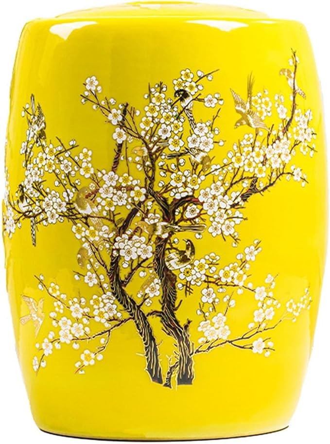 Ceramic Rice Storage Container, Large Ceramic Jar for Rice, Ceramic Rice Bucket with Lid Dispenser, Airtight Grain Storage Bin, Porcelain Kitchen Storage Box, Sealed Storage for Flour, Tea, Nuts(Yello